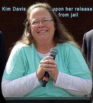 Kim davis, upon her release from jail. Click for full article.