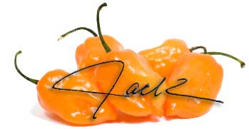 "Jack" signature atop habanero peppers